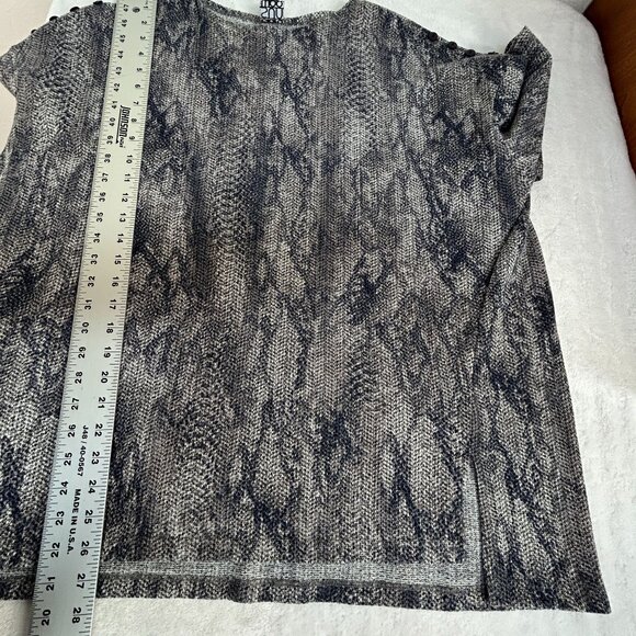 Clara Sun Woo Womens Python Snake Print Sweater Top Large Gray Stretch Pullover - Picture 7 of 7